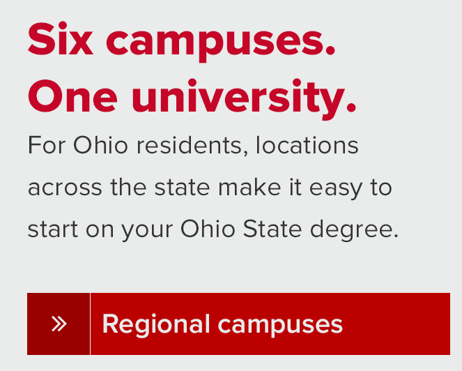 The Ohio State University isn't just a campus in Columbus. As a land-grant university, Ohio State has a physical presence in a number of regional campuses